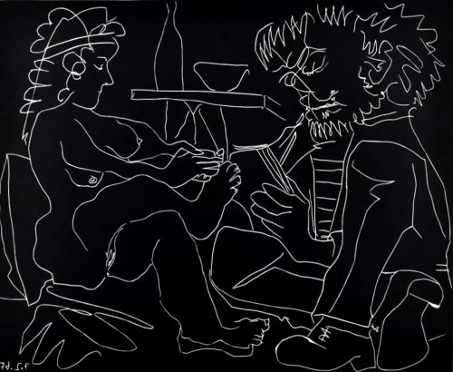 パブロ・ピカソ、【縞の帽子をかぶった女の胸像】、希少画集画 