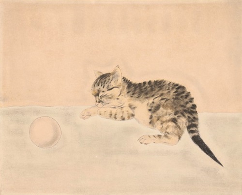 藤田嗣治 エスタンプリトグラフ ボールと仔猫 150部限定 版画｜その他