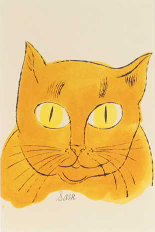 軍事支援アンディ・ウォーホル「『サムという名の25匹の猫と1匹の青い子猫ちゃん』より IV.58A」値下げ交渉可　リトグラフ　額装　1954年作 石版画、リトグラフ