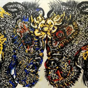小松美羽「芽吹く里山の春風の先で山犬様を見つける」の買取作品画像