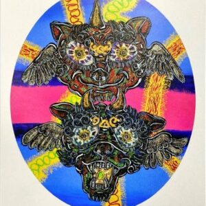 小松美羽「狛犬様と共に」の買取作品画像