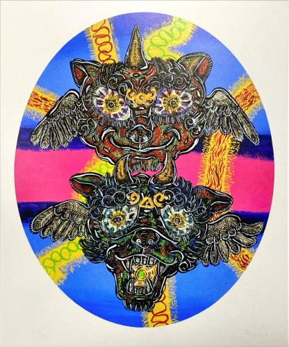 小松美羽「狛犬様と共に」の買取作品画像