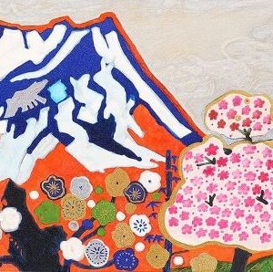 片岡球子 「富士に献花～農鳥の富士に花々」の買取画像