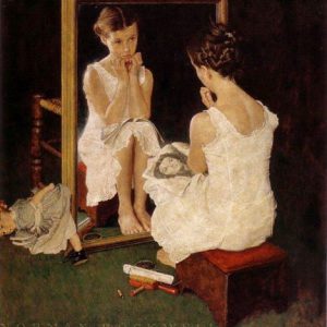 ロックウェル「鏡の中の少女」の作品買取画像