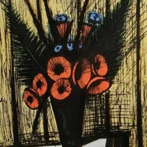 ビュッフェ「花瓶のキンセンカ」の作品買取画像
