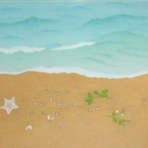 小野竹喬「浪の間や小貝にまじる萩の塵」の作品買取画像