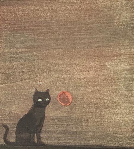 清宮質文「夕日と猫」の作品買取画像
