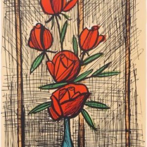 ビュッフェ「５本の赤い薔薇」の買取作品画像