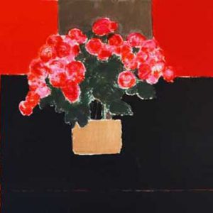カトラン「黒いテーブルの上の百日草の花束」の買取作品画像