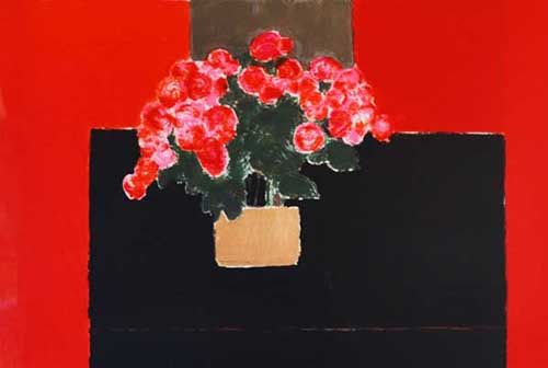 カトラン「黒いテーブルの上の百日草の花束」の買取作品画像