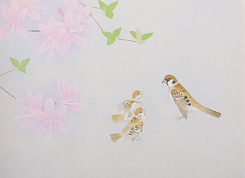 上村松篁「母子の雀」の買取作品画像