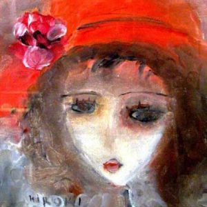 織田広喜「赤い帽子の少女」の買取作品画像
