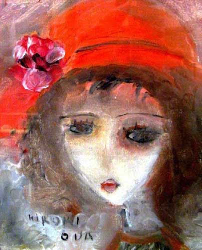 織田広喜「赤い帽子の少女」の買取作品画像