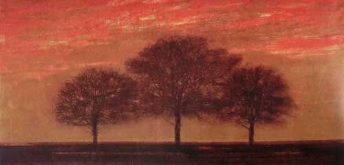 星襄一「三本の木と赤い空」の買取作品画像