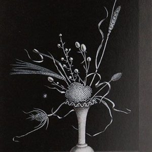 長谷川潔「オパリンの花瓶に挿した種子草」の買取作品画像