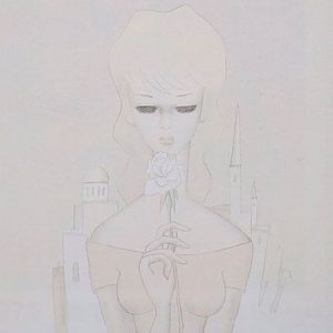 東郷青児「バラを持つ少女」の買取作品画像