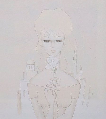 東郷青児「バラを持つ少女」の買取作品画像