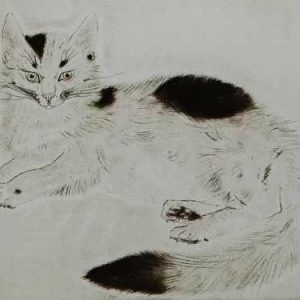 藤田嗣治「横たわる猫」の買取作品画像
