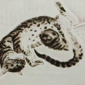 藤田嗣治「仰向けに寝そべる猫「猫十態」より」の買取作品画像