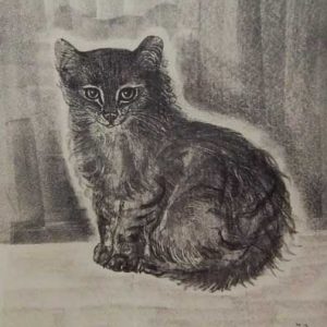 藤田嗣治「座る猫」の買取作品画像