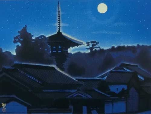 平山郁夫「月光斑鳩の里」の買取作品画像