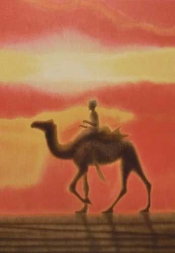 平山郁夫「夕陽の砂漠」の買取作品画像
