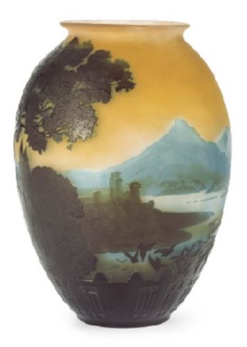 ガレ 「コモ湖風景文花瓶」の買取画像