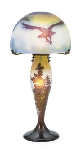 ガレ「 鷲と山水風景文ランプ」の買取画像
