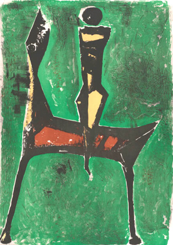 マリノ・マリーニ「緑の背景の騎手」の買取画像
