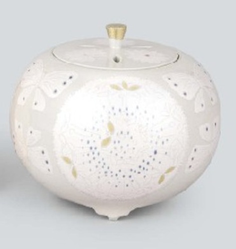 中田一於 「淡桜釉裏銀彩花蝶文香爐」の買取画像