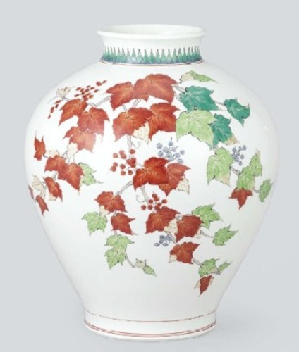 酒井田柿右衛門　梅鳥図花瓶　高さ23㎝　東里6-0623① 酒井田柿右衛門 梅鳥図花瓶 高さ23㎝ 東里6-0623①