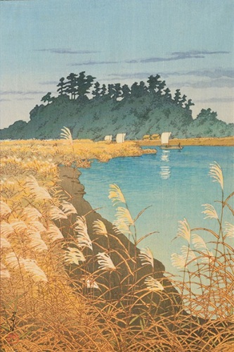 川瀬巴水 「市川の晩秋」の買取画像