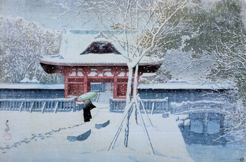 川瀬巴水 「芝公園の雪」の買取画像