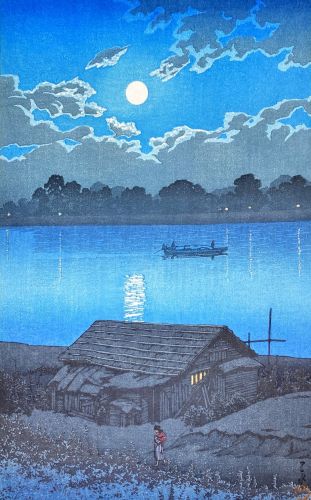 川瀬巴水「荒川の月（赤羽）」の買取画像