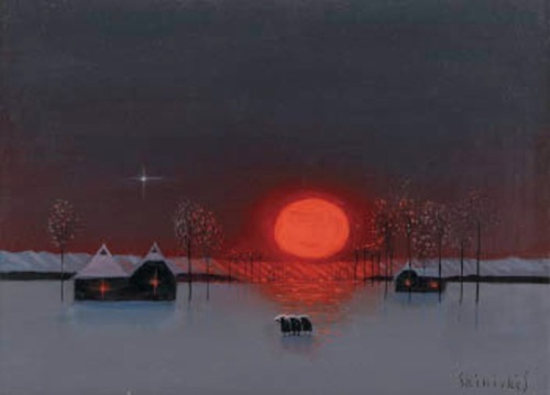 斉藤真一「 赤い陽の村 冬の旅」の買取画像