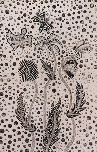 草間彌生 「花と蝶」の買取画像