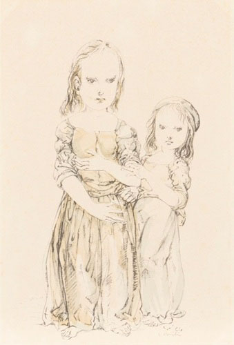 藤田嗣治 「二人の少女」の買取画像