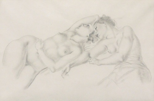 藤田嗣治 「横たわる二人の裸婦」の買取画像